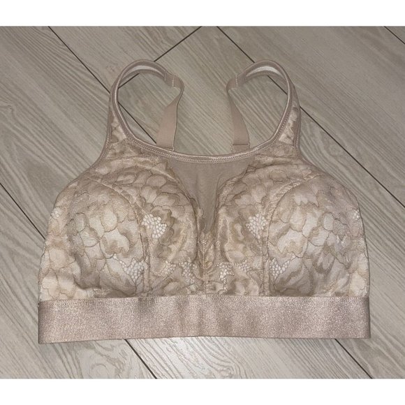 Breezies A382551 Lace Overlay Bralette Lined Wire Free Womens S Small Beige - Picture 2 of 7